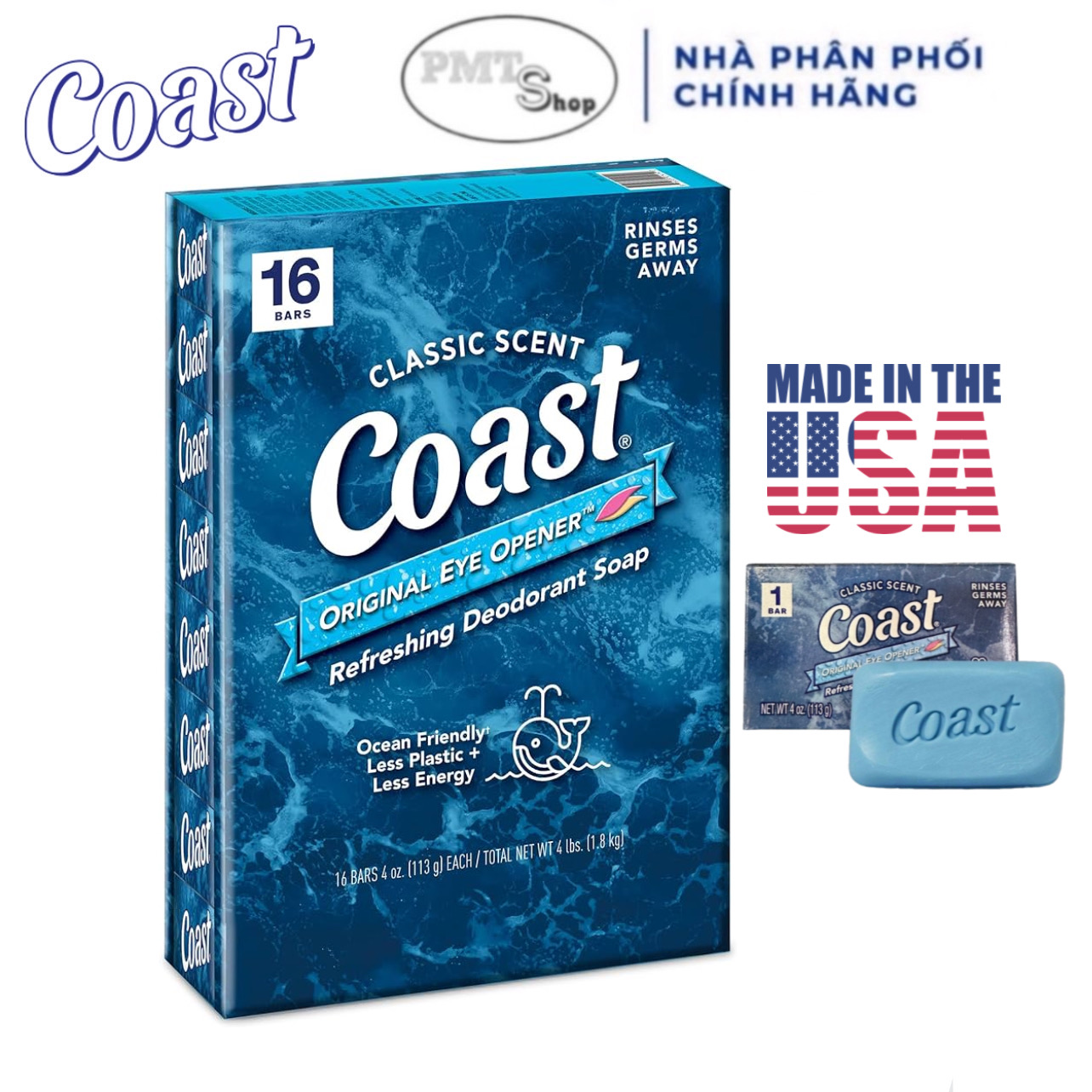 (NK Mỹ) Combo Xà Bông tắm Coast cục 113g Classic Scent Original Soap diệt khuẩn khử mùi