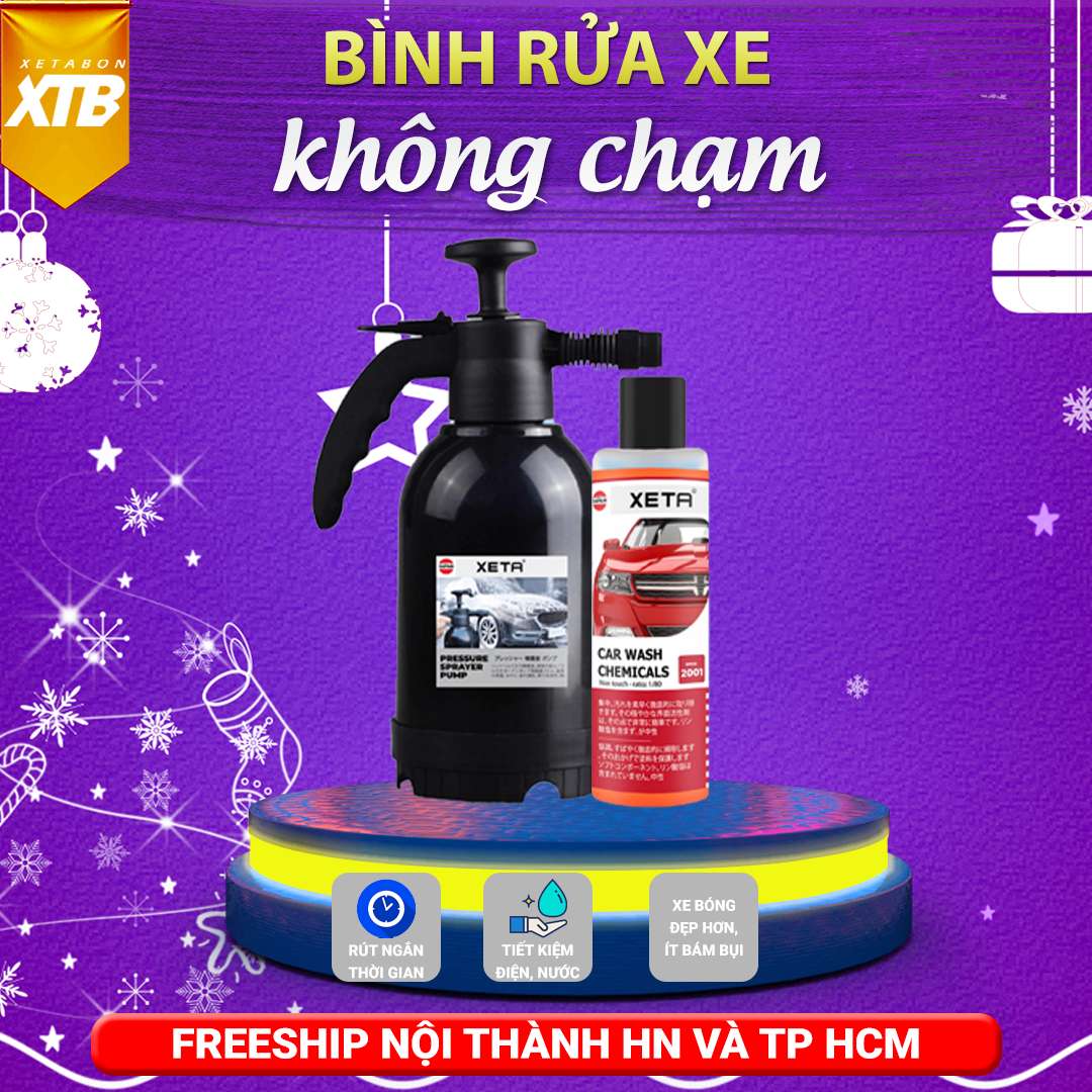 Combo bình xịt bọt tuyết rửa xe và Dung dịch rửa xe không chạm dung tích 200ml kèm bình phun tuyết cầm tay Xeta đánh bay mọi vết bẩn trên xe ô tô