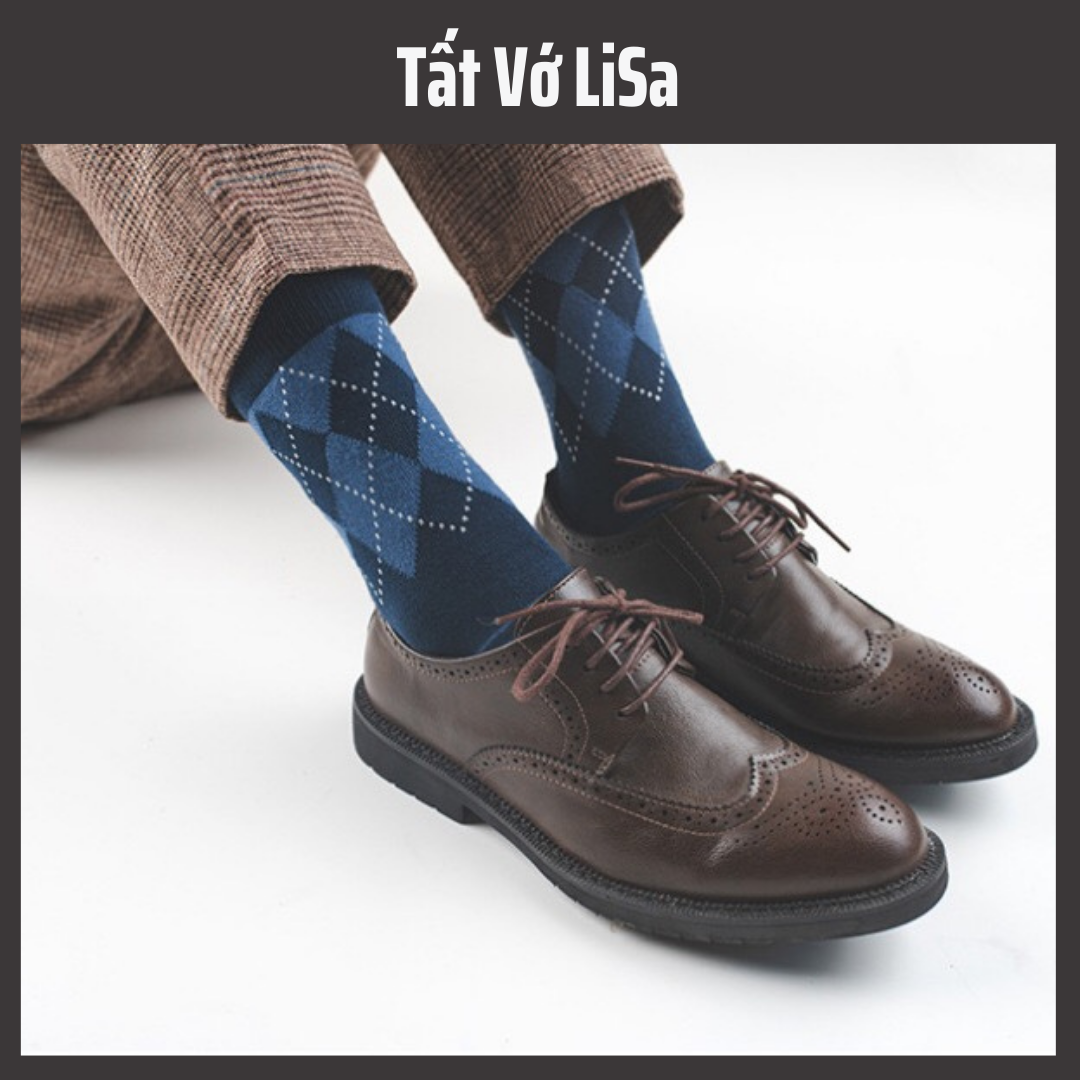 Tất Nam Hoạ Tiết Quả Trám cotton cao cấp, vớ mang giày tây công sở