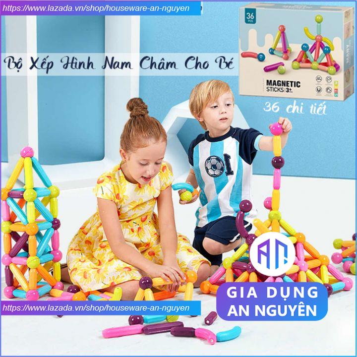 Bộ xếp hình nam châm cho bé [Cao Cấp] đồ chơi ghép hình nam châm từ tính trẻ em 36 chi tiết