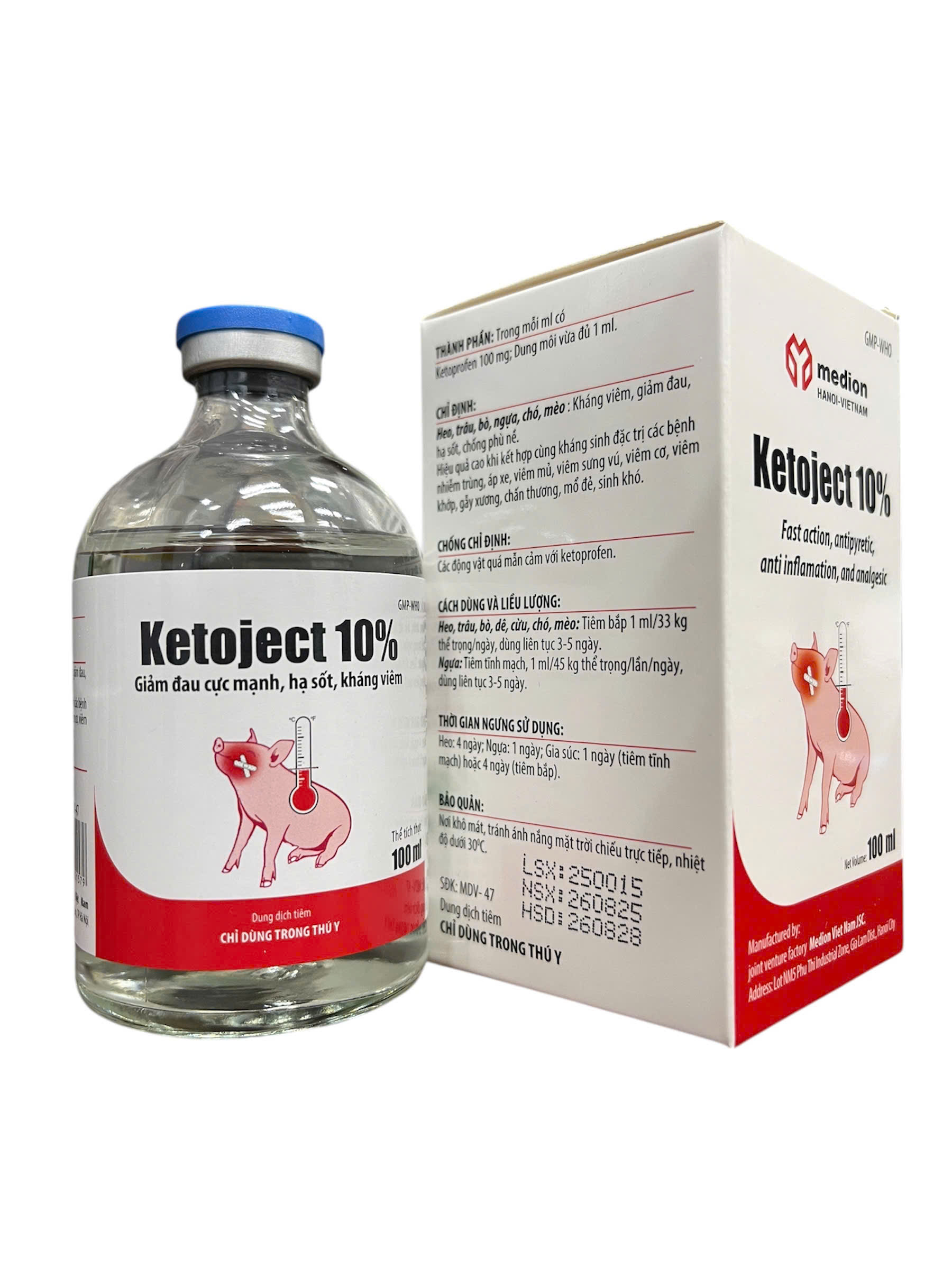 Ketoject 10% with Ketoprofen Reduces Fever, Relieves Pain, and Is Anti-Inflammatory for Pigs, Cattle, Goats, Sheep, Dogs, Cats and Horses