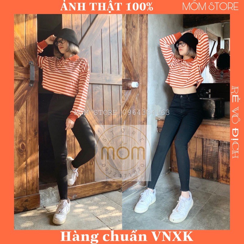 Quần Skinny đen 9 tấc lai tua Asos