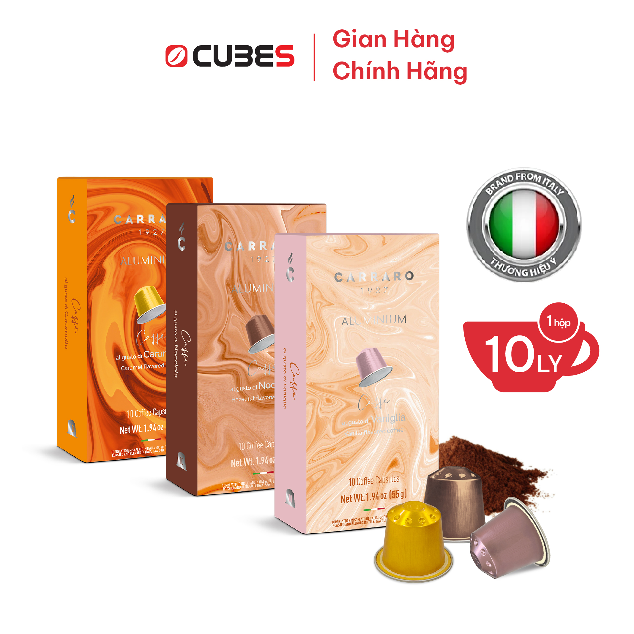 Cà phê viên nén Carraro – Rich Flavor Blend - Nhập khẩu từ Ý - Tương thích máy capsule Nespresso