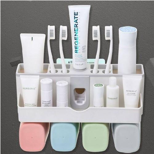 Hộp nhả kem đánh răng, đựng bàn chải kèm 4 cốc