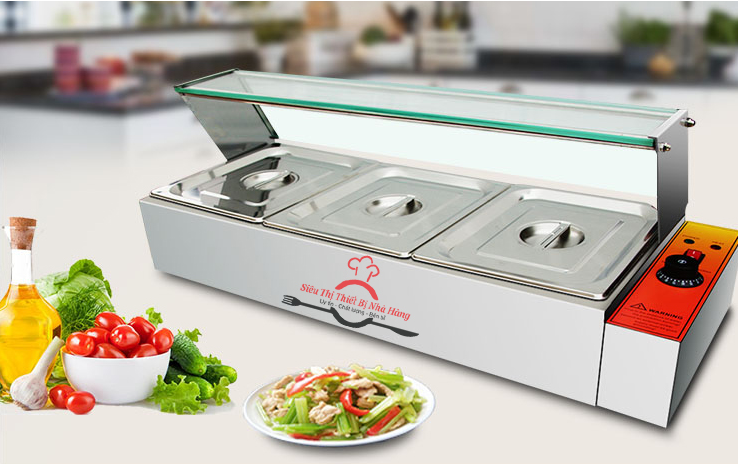 Tủ giữ nóng đồ ăn- tủ hâm nóng cách thủy 3 khay, tủ hâm nóng thực phẩm