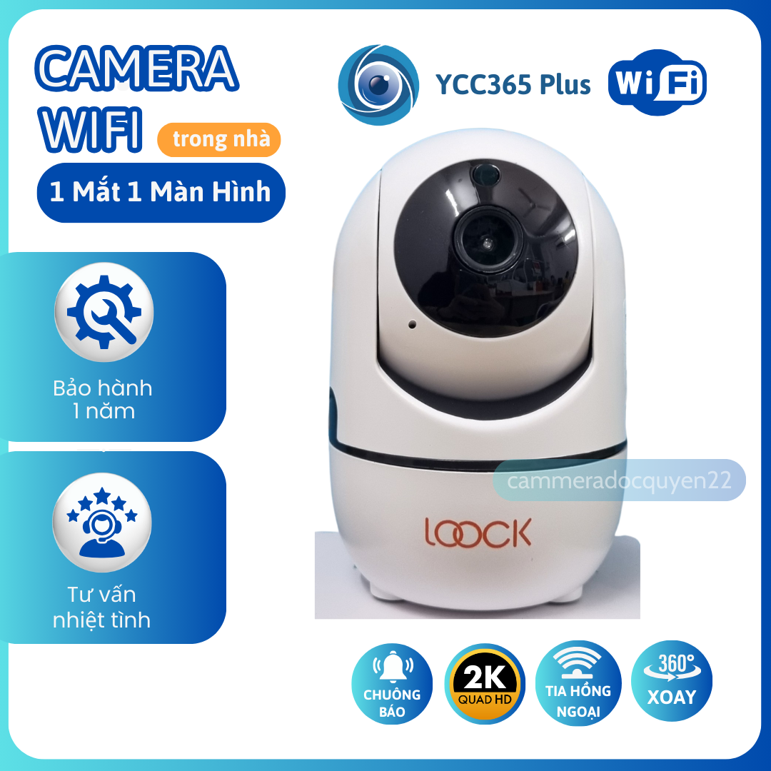 Camera Wifi IP trong nhà app YCC365 plus thiết kế nhỏ gọn xoay 360 độ - đàm thoại 2 chiều - hỗ trợ hồng ngoại ban đêm - BẢO HÀNG 12 THÁNG