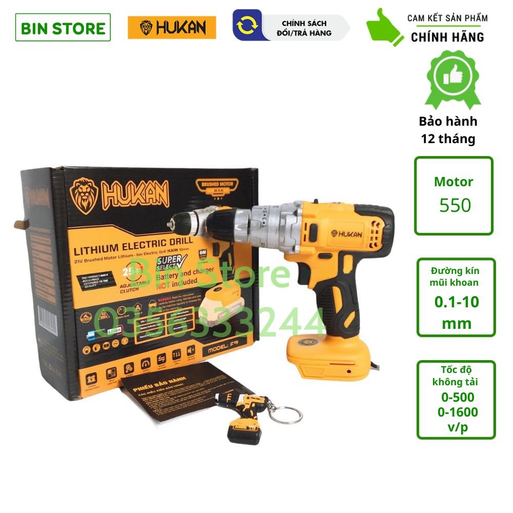 Thân máy khoan dùng chân pin 4cm hukan f9 chân pin phổ thông motor 550 mạnh mẽ chính hãng