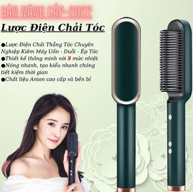 Lược chải tóc điện - chải tóc tạo kiểu chuyên nghiệp - kiêm máy uốn - duỗi - ép tóc - lược - chải tóc