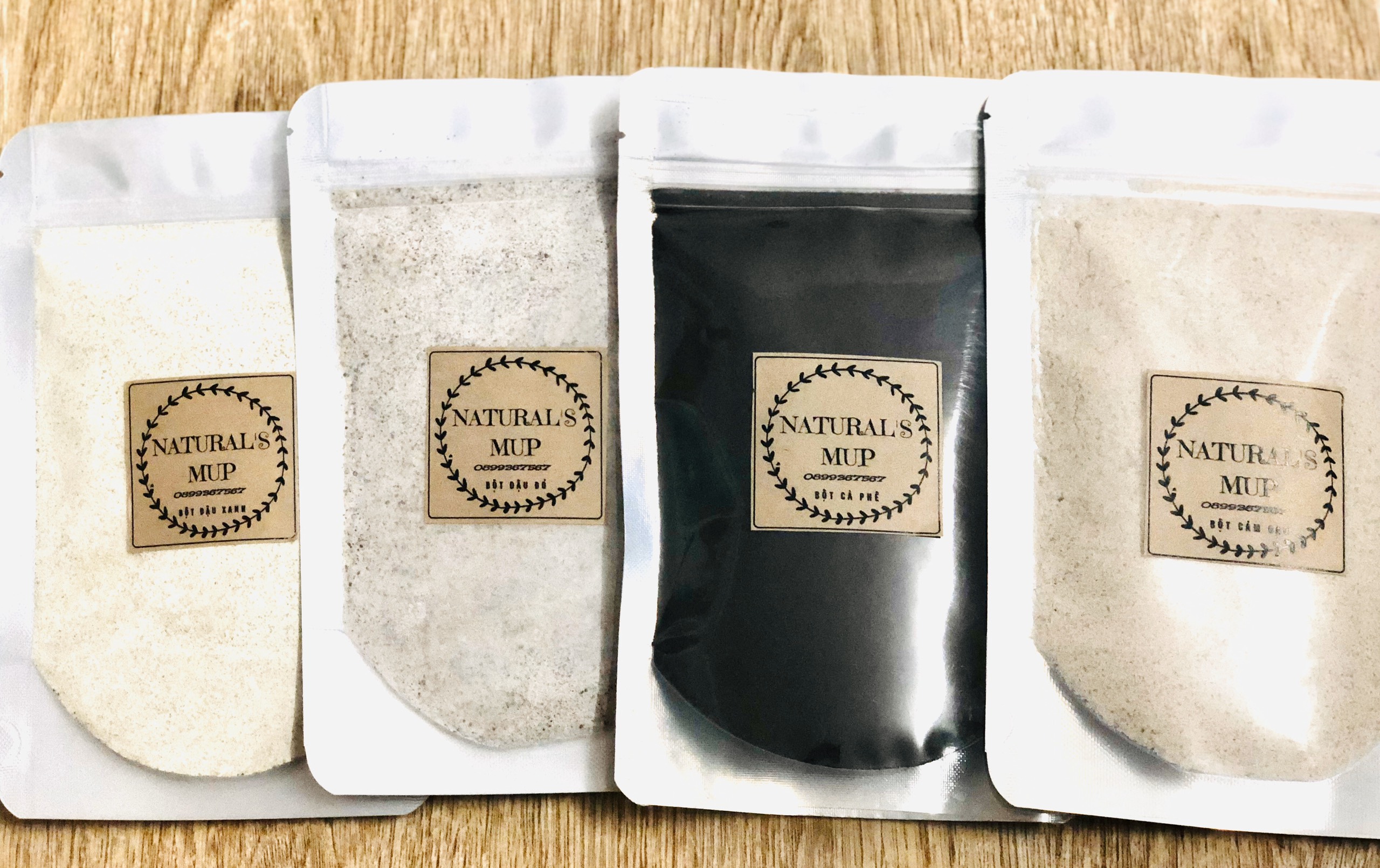 COMBO 4 LOẠI BỘT TẨY DA CHẾT, TẮM TRẮNG, GIẢM MỤN  (bột cà phê, bột đậu đỏ, bột đậu xanh, bột cám gạo)