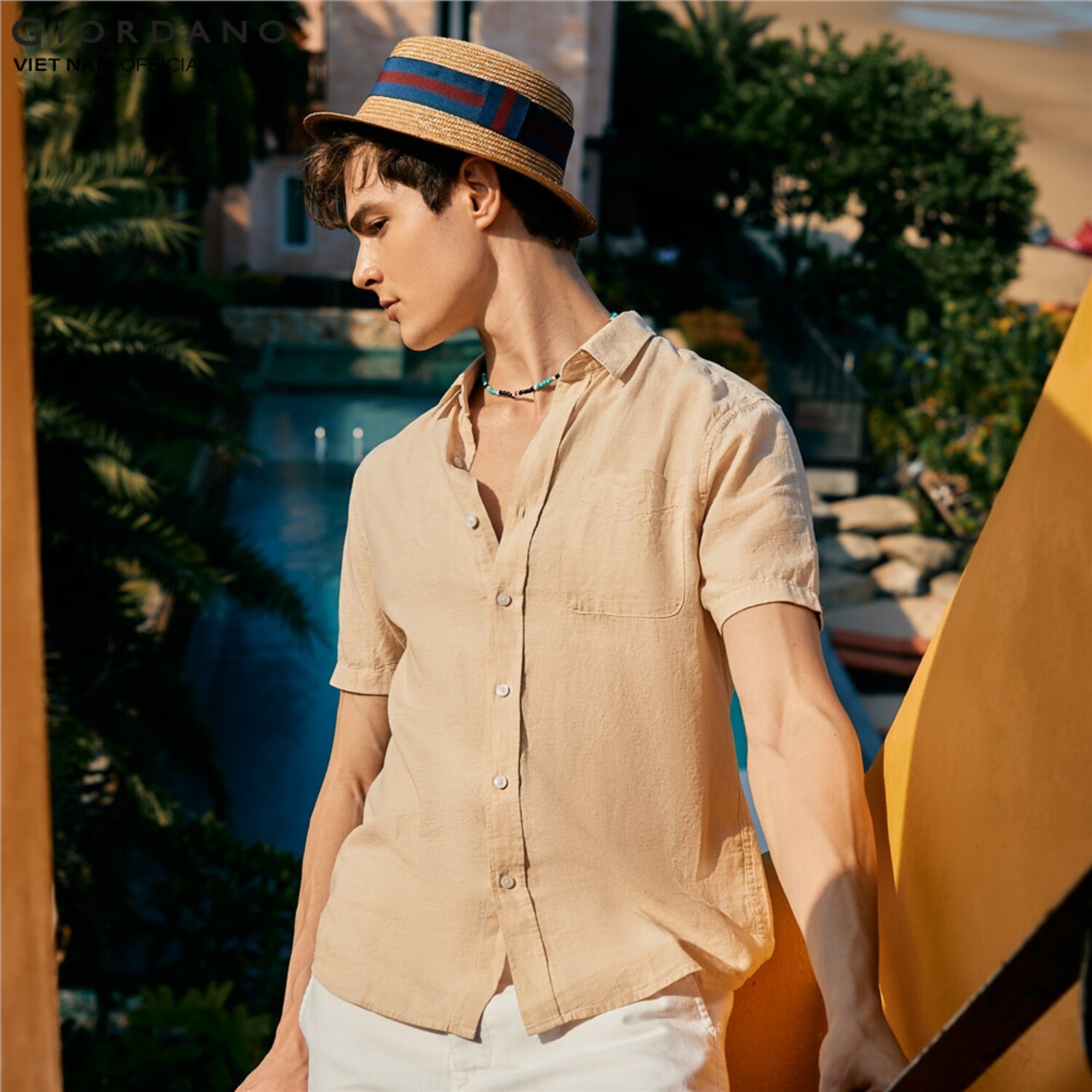 Áo Sơ Mi Nam Ngắn Tay Linen Giordano 01043202