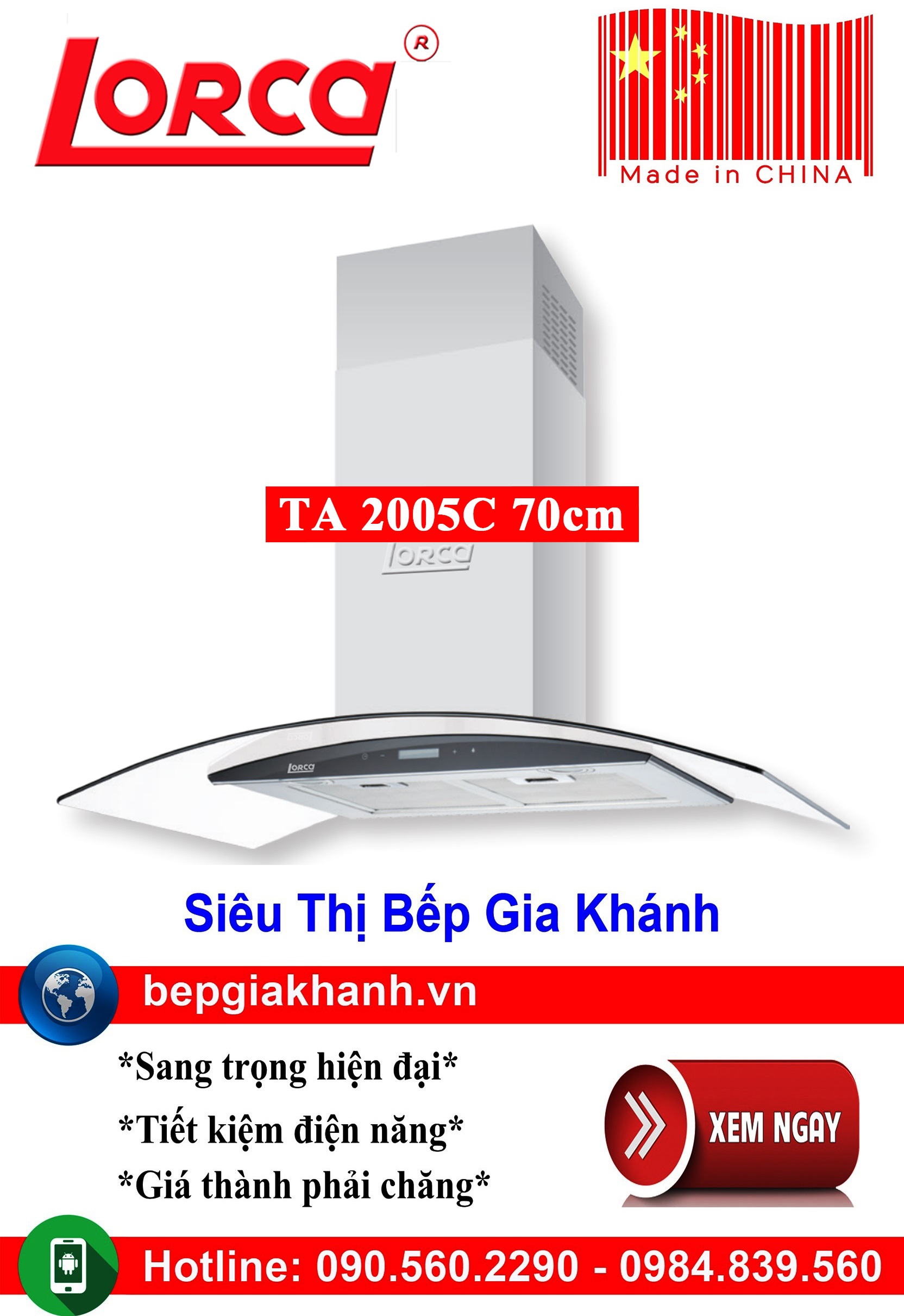 [HCM]Máy hút mùi kính cong Lorca TA 2005C 70cm máy hút mùi nhà bếp máy hút mùi bếp máy hút mùi kính cong máy hút mùi canzy máy hút mùi mini máy hút mùi âm trần máy hút mùi electrolux may hut mui