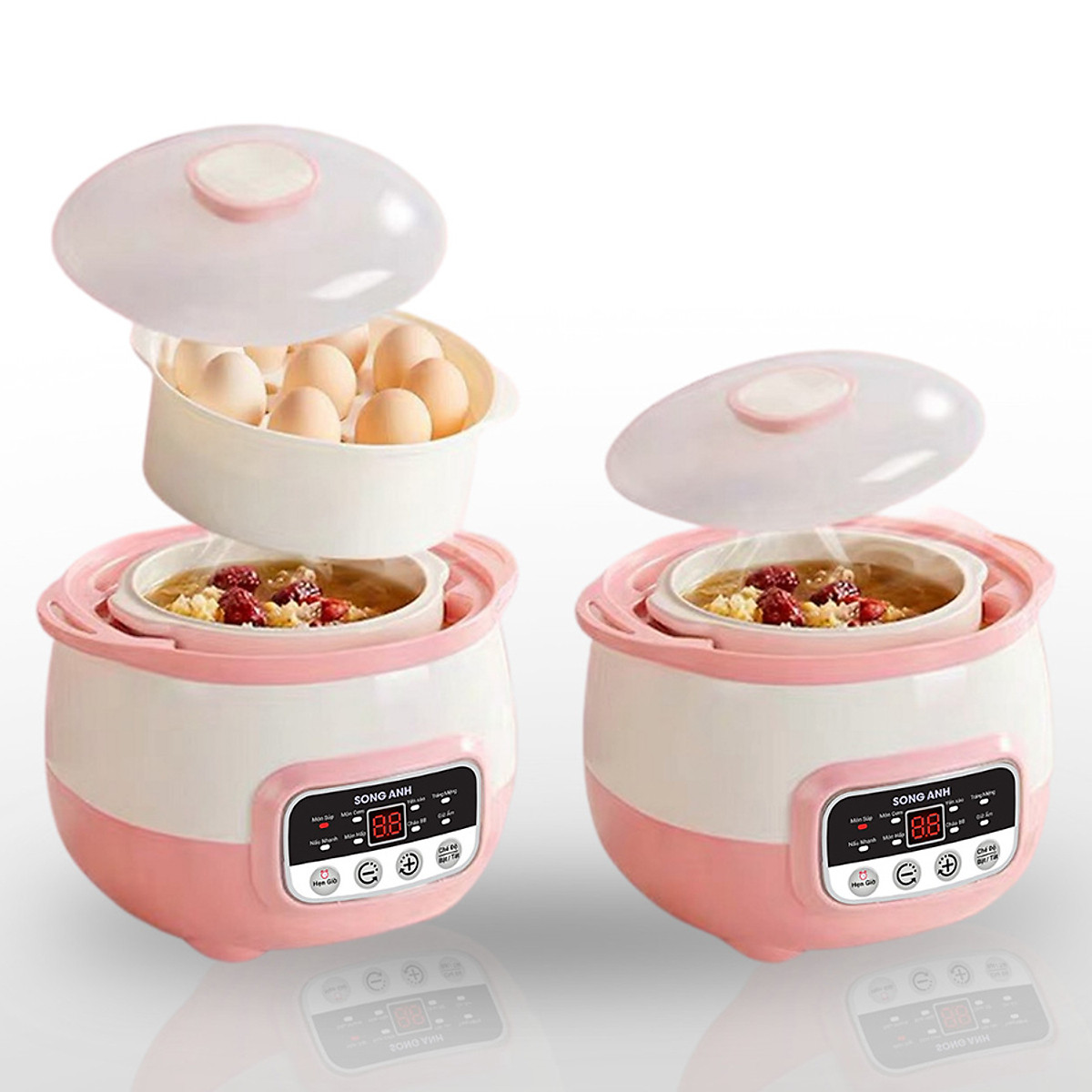 Nồi hầm yến, nồi chưng yến, nồi hầm cháo cách thủy và hấp đa năng song anh 0,8l, nồi nấu cháo tự động hẹn giờ, tay cầm cách nhiệt, nồi nấu cháo chậm đa năng 800ml, nồi ninh cháo cho bé cực tiện lợi