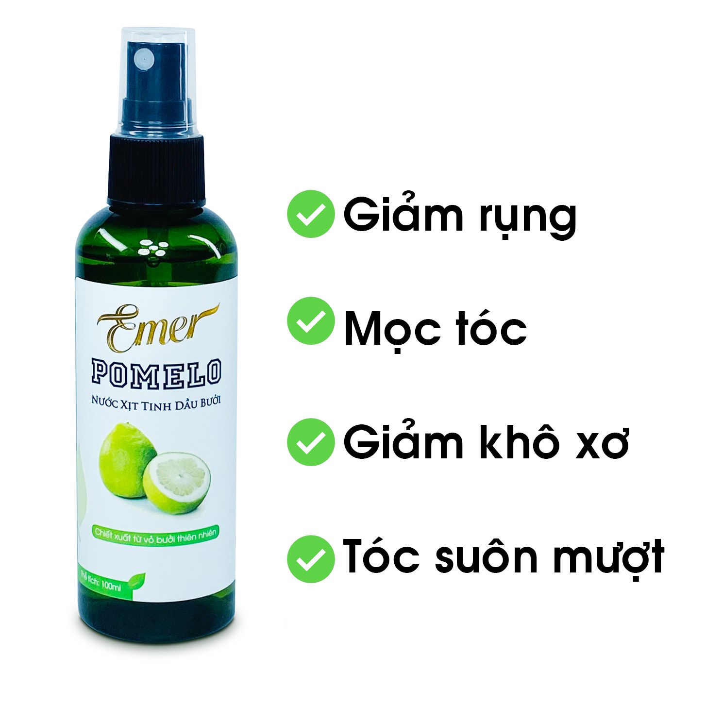 Tinh dầu bưởi xịt mọc tóc Pomelo Emer 100ml giảm rụng tóc kích mọc tóc nhanh dưỡng tóc chuyên sâu