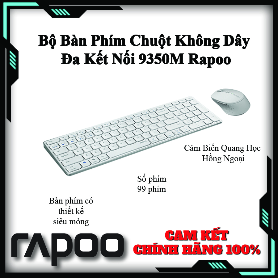 Bộ bàn phím chuột không dây đa kết nối 9350m rapoo - hàng chính hãng