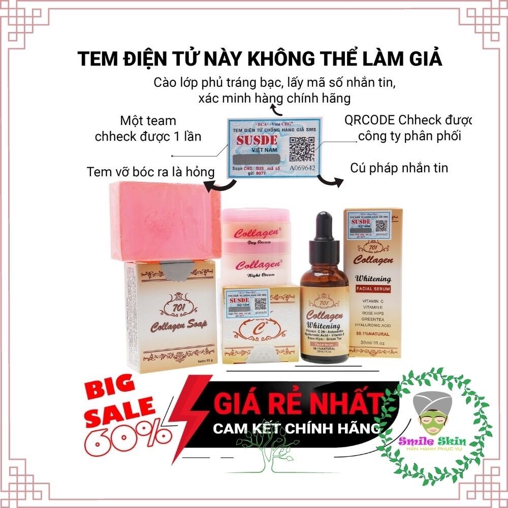 Combo dưỡng da serum 701+ kem collagen 701