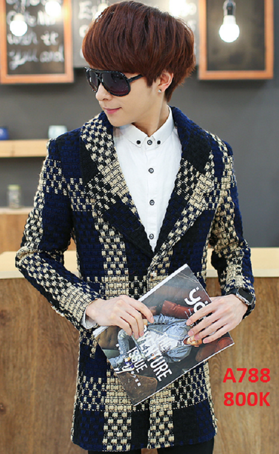 Áo khoác dạ kẻ cao cấp nam
