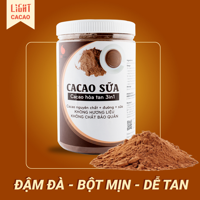 [HCM]Bột Cacao sữa cung cấp năng lượng Light Cacao vị đậm đà không hương liệu Hũ 550g