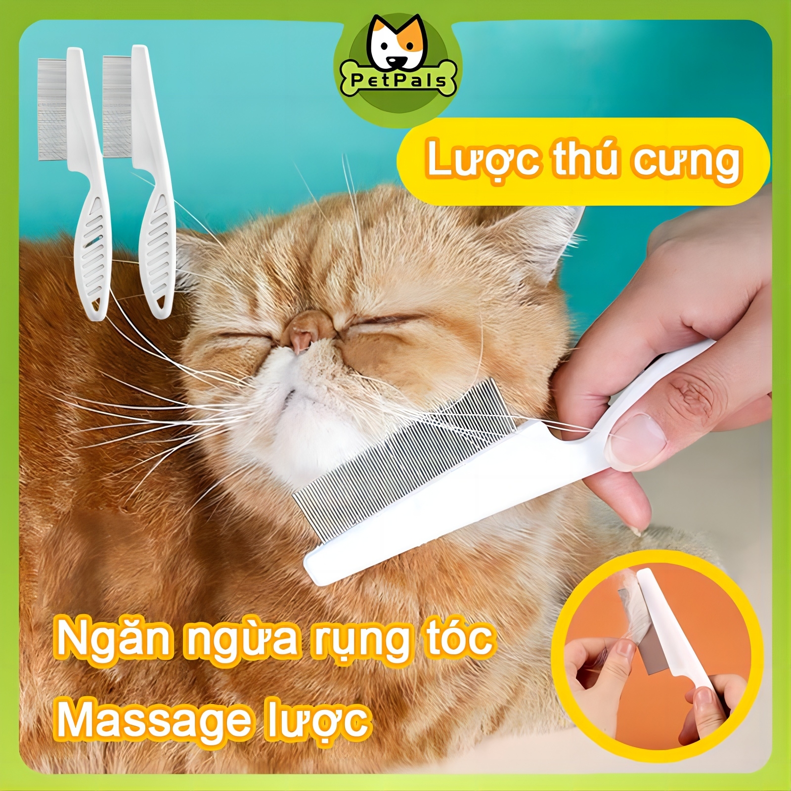 Pet pals lược đánh rối lược chải rận mèo lược chải ve rận cho mèo lược gỡ rối cho chó lược chải bọ chét cho mèo gỡ rối đánh bông lông chải ve rận bọ chét cho thú cưng chó mèo lông rụng chó mèo Lược chải ve rận cho chó mèo LI0478