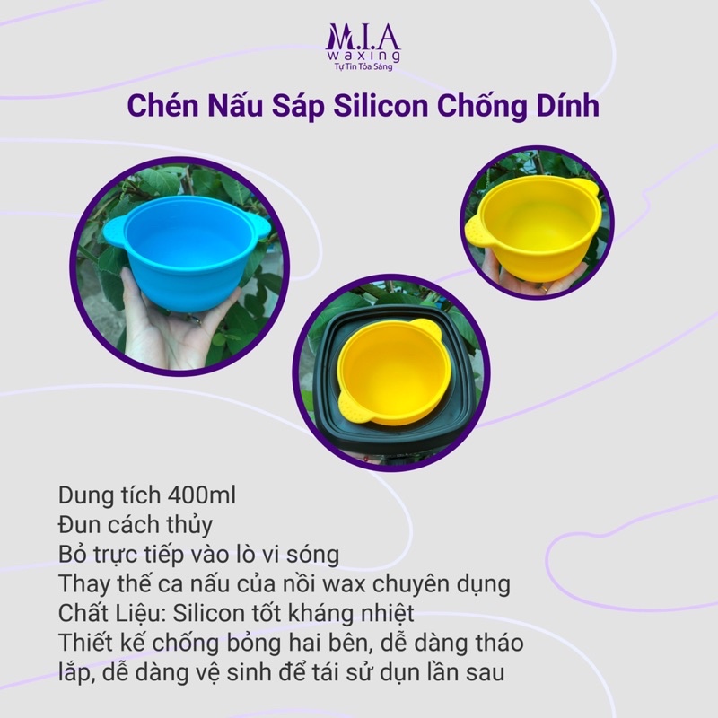 Chén - lồng nối silicon nấu sáp chống dính, chén nấu sáp wax lông