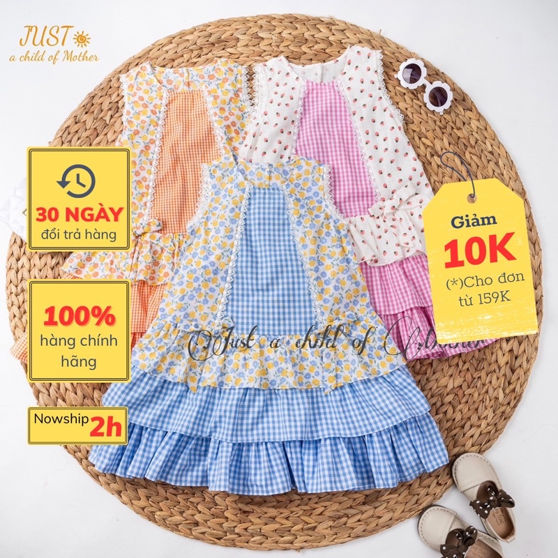 Váy Đuôi Cá Mira, Váy bé gái ,Váy xoè 3tầng gấu chất thô boil kiện mềm mát,Size 9-35kg
