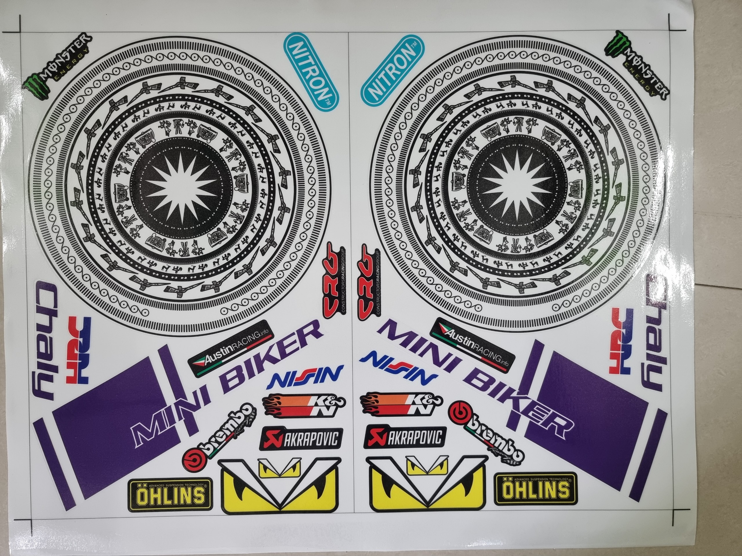 [HCM]Tem xe chaly trống đồng tím đen in trong chỉ dán xe sáng màu