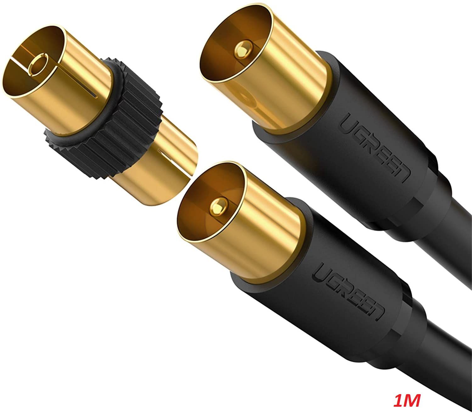 Ugreen 20968 1m màu đen cáp 9.5 dùng cho tv truyền hình cáp aerial có jack cái chuyển đổi sp102 20968