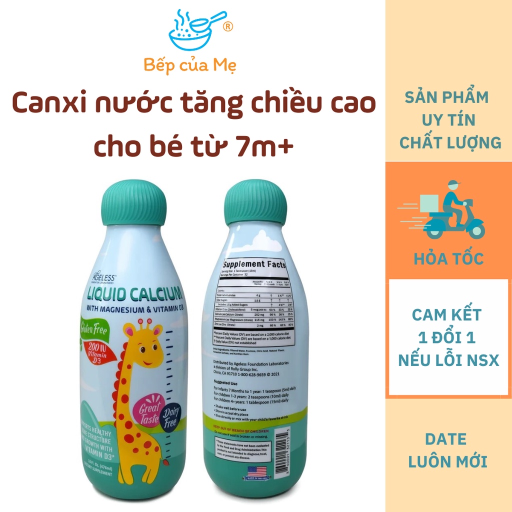 Canxi cho bé dạng nước Naturade Liquid Calcium Magnesium & Vitamin D3 tăng