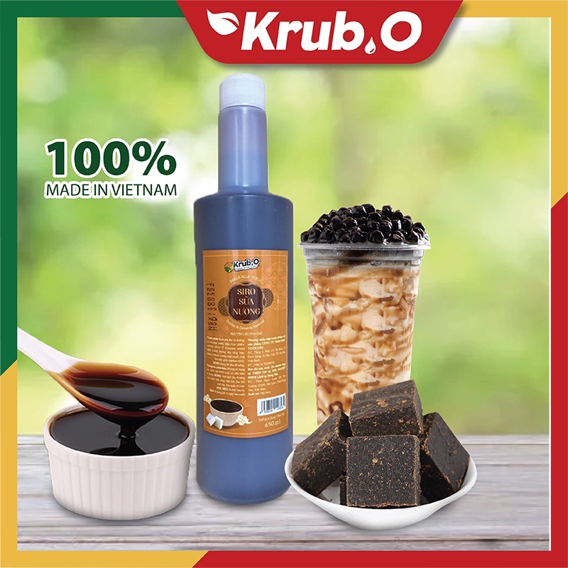 Siro sữa nướng Krub.O nguyên liệu pha chế trà sữa đồ uống trà hoa quả cà phê chai 650ml