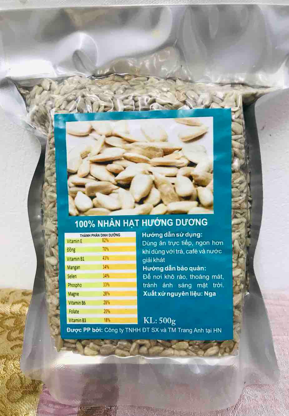 500g Nhân hạt hướng dương tách vỏ sống