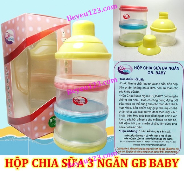 (RẺ VÔ ĐỊCH) Hộp chia 3 ngăn đựng sữa bột, thức ăn cho bé GB BABY (Công nghệ Hàn Quốc) GBB GB2025