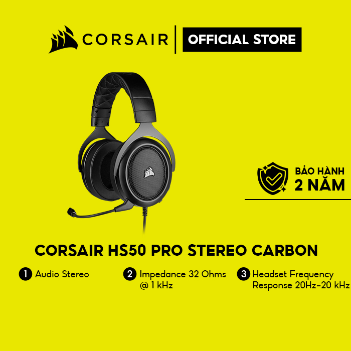 Tai nghe corsair hs50 pro stereo carbon