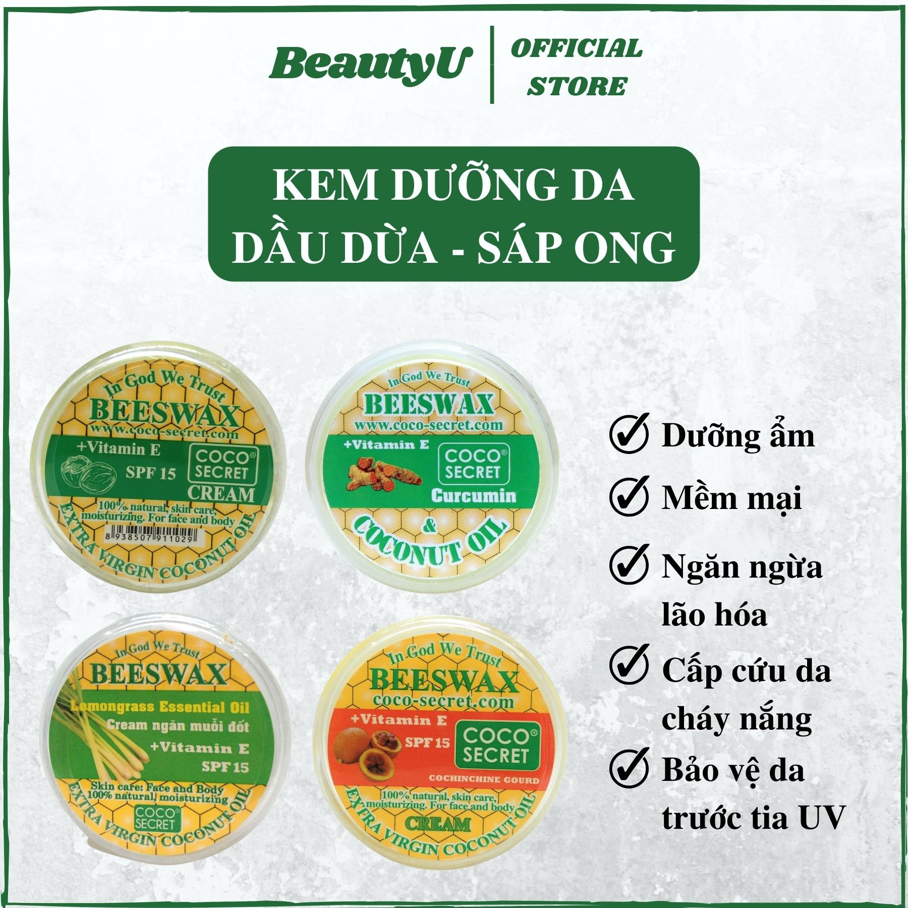 Kem dưỡng da thiên nhiên dầu dừa sáp ong tinh chất nghệ , gấc , sả