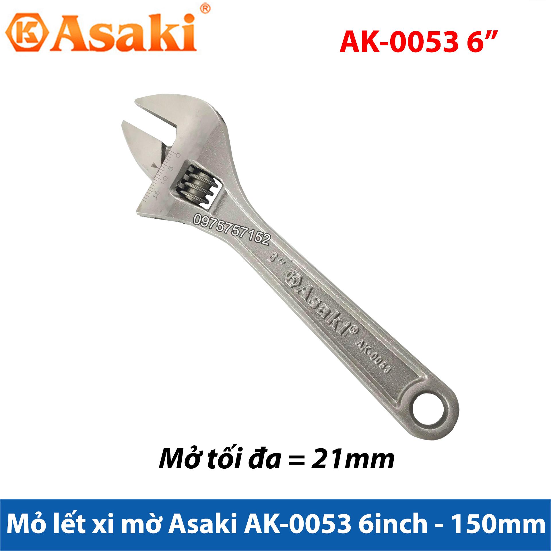 Mỏ lết xi mờ cao cấp asaki ak-0053 6inch/150mm