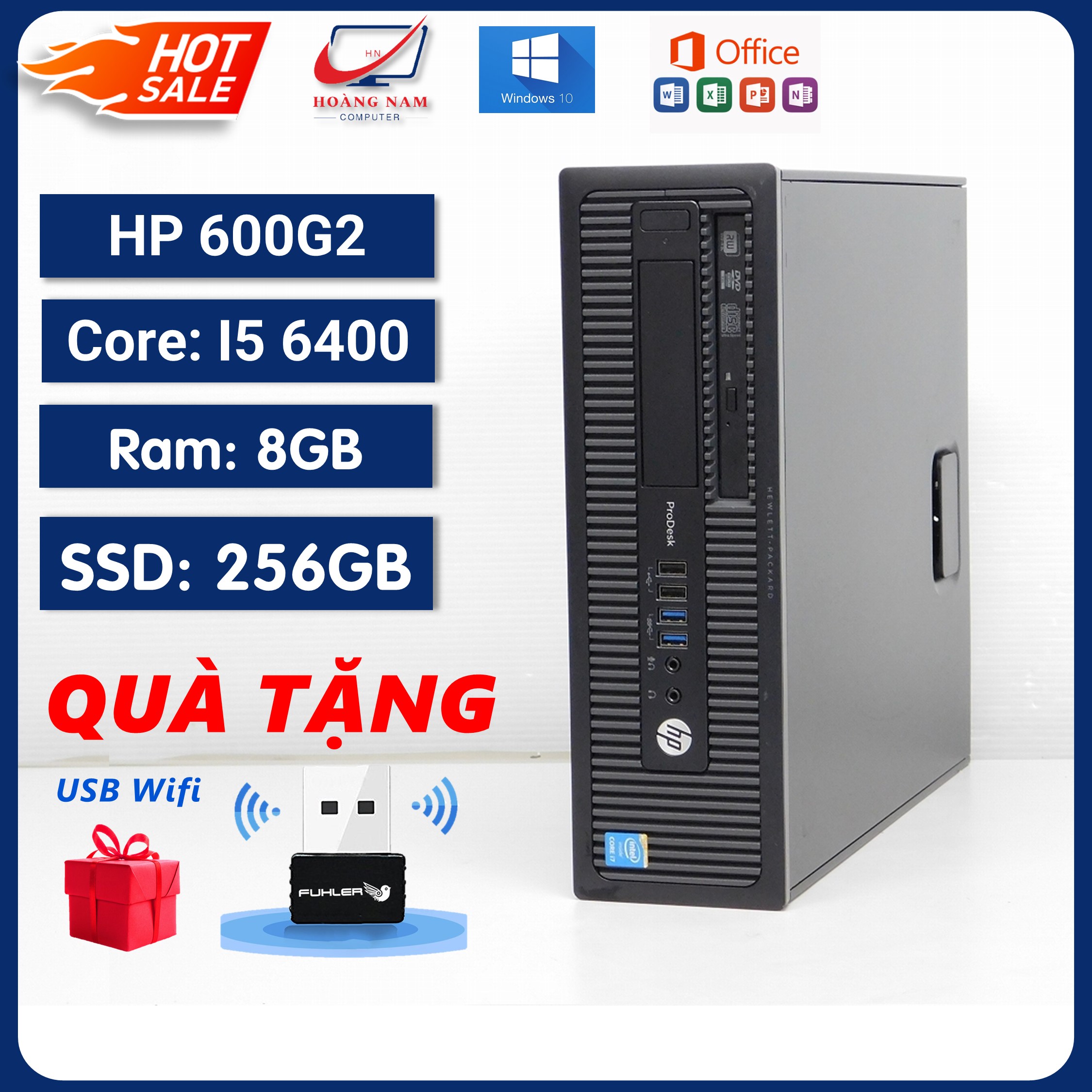 Case máy tính hp 600g2 core i5 6400/ram 8g/ssd 256gb - máy bộ văn phòng giá rẻ - hàng nhập khẩu - bh 12 tháng