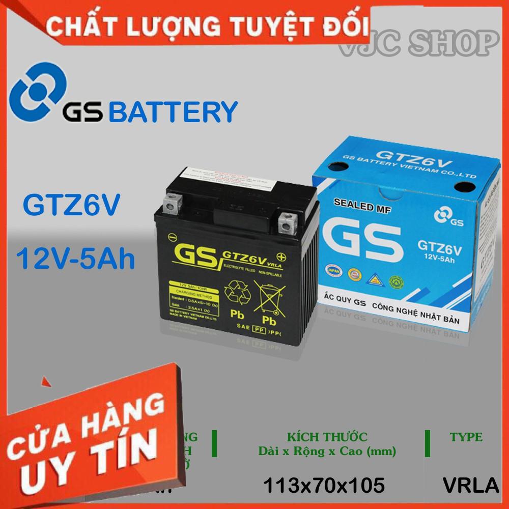 Ắc qui xe gs 12v 5ah, pin-ắc qui xe gs 5ah gtz6v công nghệ tới từ nhật bản--