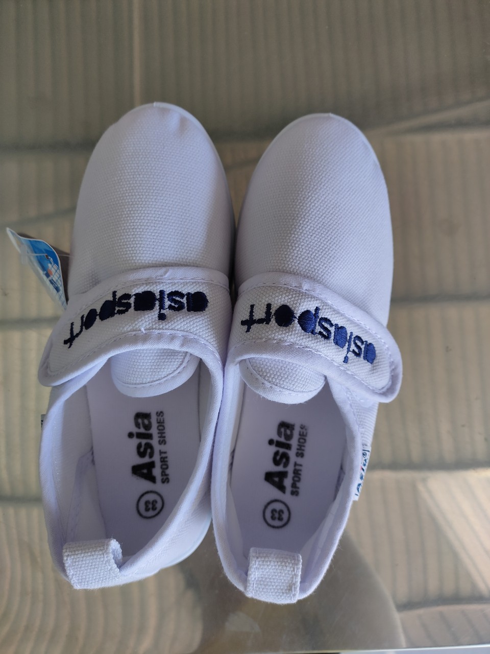 Giày Bata ASIA vải dán trắng bé trai/gái