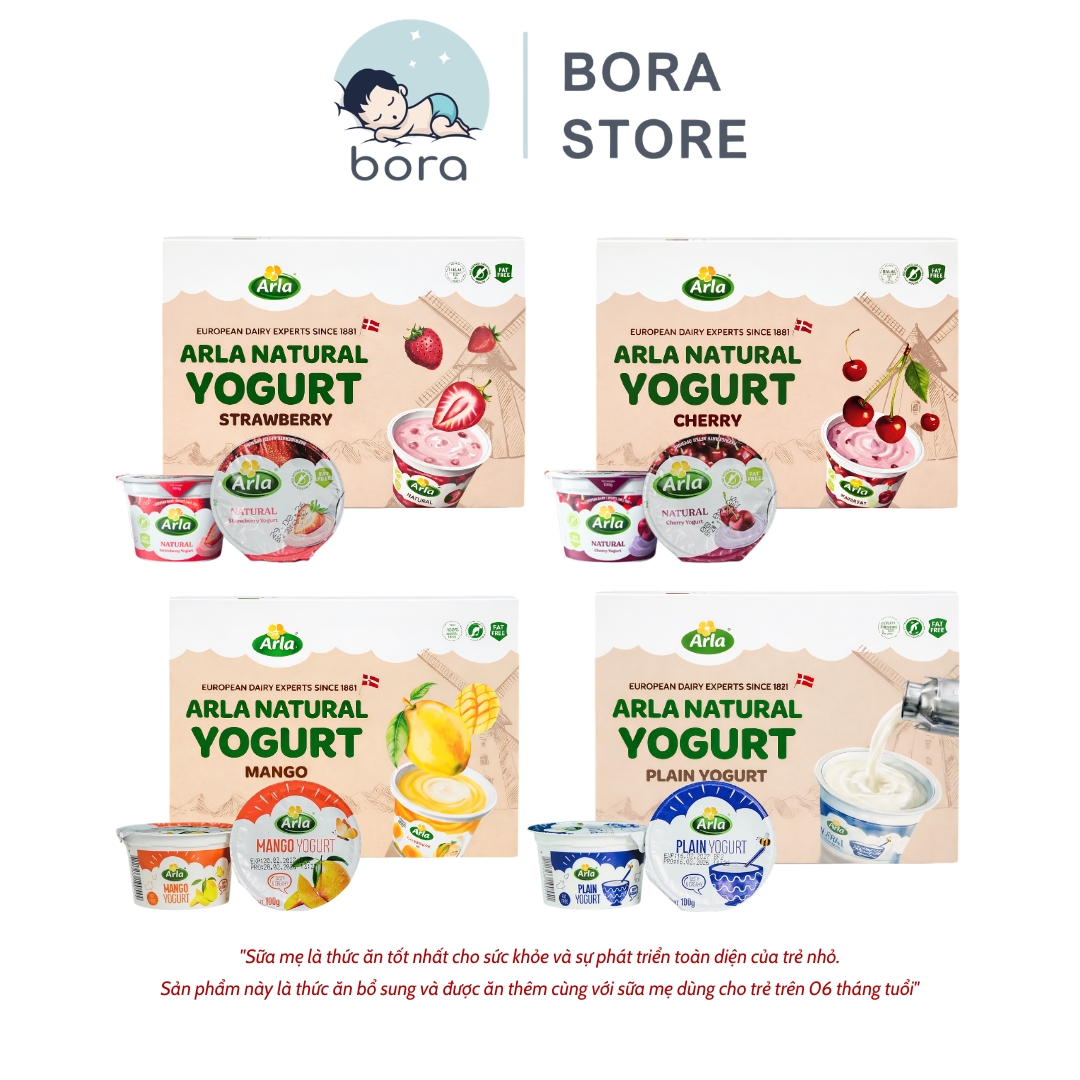 Sữa chua nguội Arla Natural Yogurt hỗ trợ tiêu hóa cho bé trên 1 tuổi vỉ 6 hộp