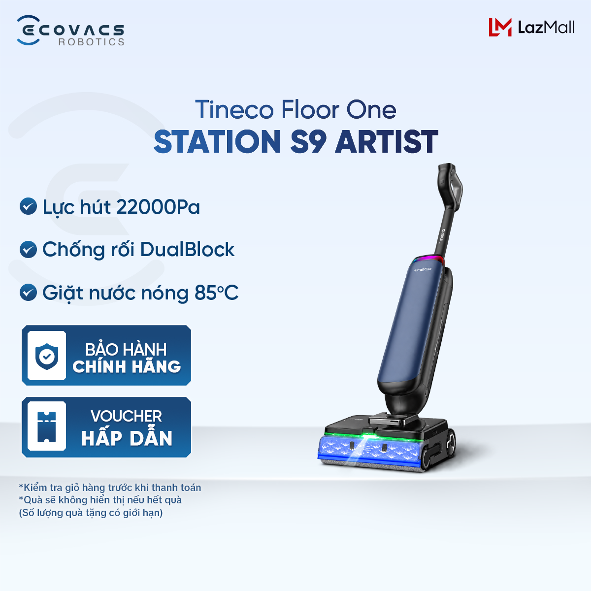 Tineco Floor One Station S9 Artist Wet and Dry Floor Cleaning Vacuum Cleaner - Cleans Floors with Hot Water - 24 Month Warranty
