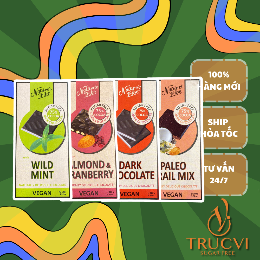 Thanh Socola Đen Không Đường Nature's Tribe Dark Chocolate