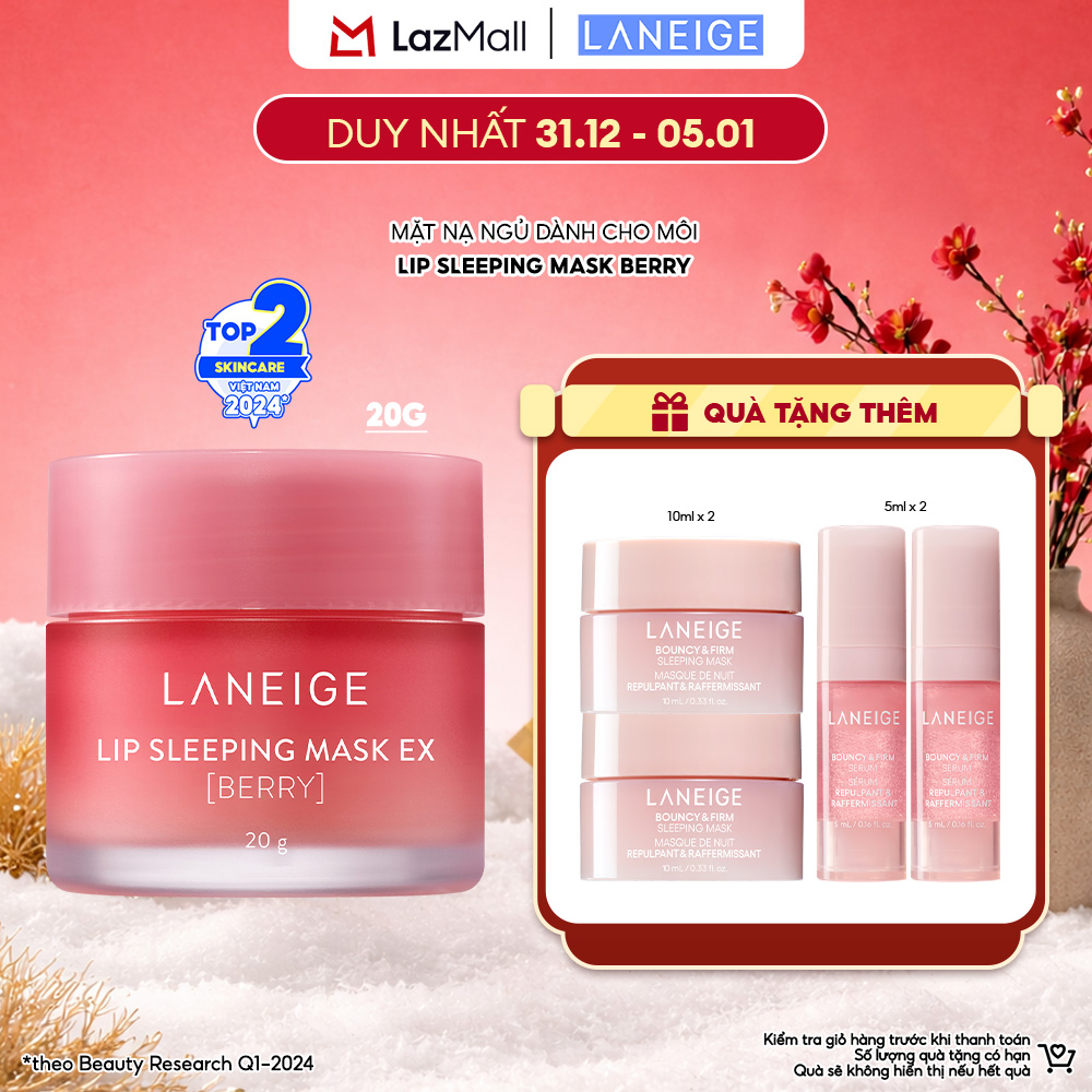  Mặt Nạ Ngủ Dưỡng Môi Căng Mọng Tẩy Tế Bào Chết Laneige Lip Sleeping Mask Berry 20g Hương Quả Mọng 