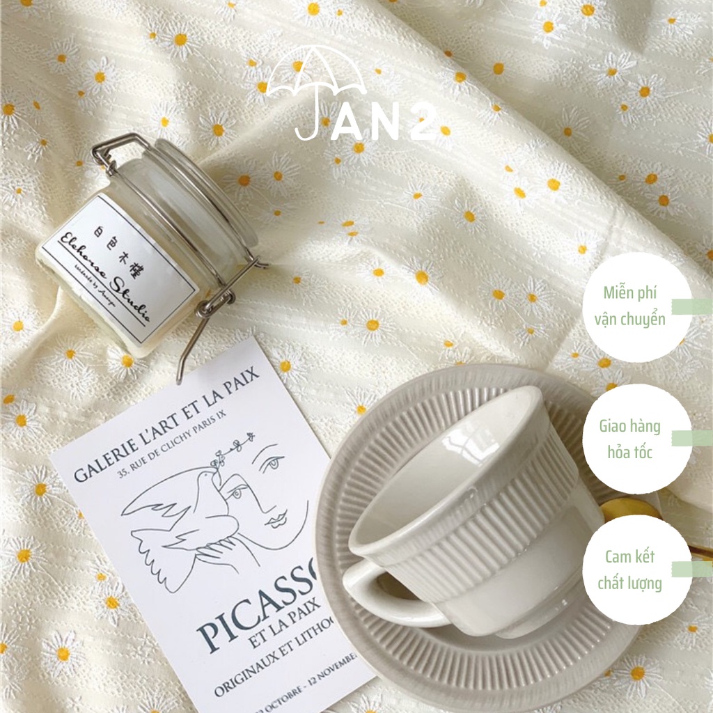 Khăn trải bàn họa tiết hoa cúc Daisy ~ khăn bàn vintage | JAN2DECOR