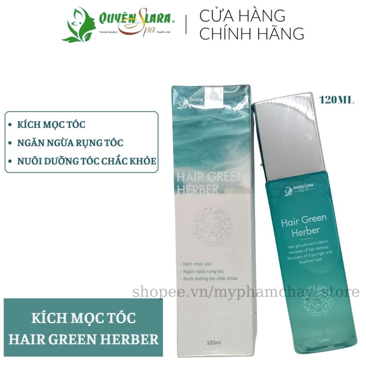 Xịt kích mọc tóc-giúp tóc dài nhanh- ngăn ngừa tóc gãy rụng hair green herber quyên lara 120ml