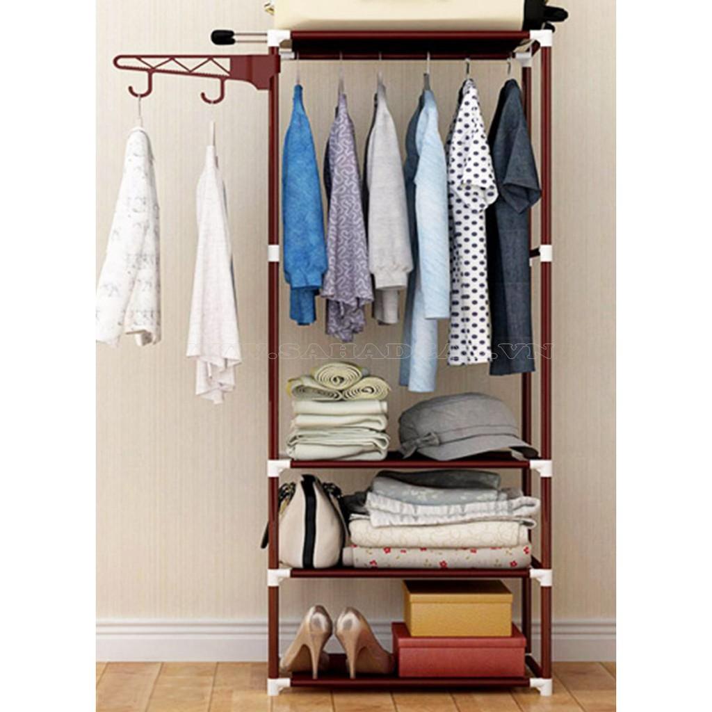Kệ treo quần áo giá treo quần áo khung kim loại 4 tầng 3 ngăn kệ treo quần áo chữ h loại 1