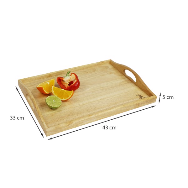 Khay gỗ lớn | mina shop q12_gỗ đức thành - 23701q12 , khay đựng bánh, khay đa năng_khay bưng bê thức ăn| thành phần: gỗ cao su_kt 43 x 33 x 5 cm