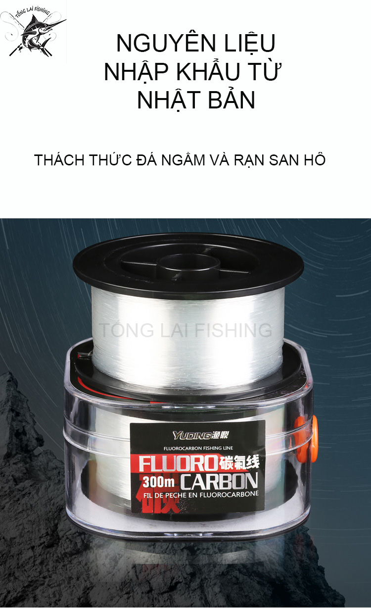 Dây trục chính fluoro-carbon 300m câu cá