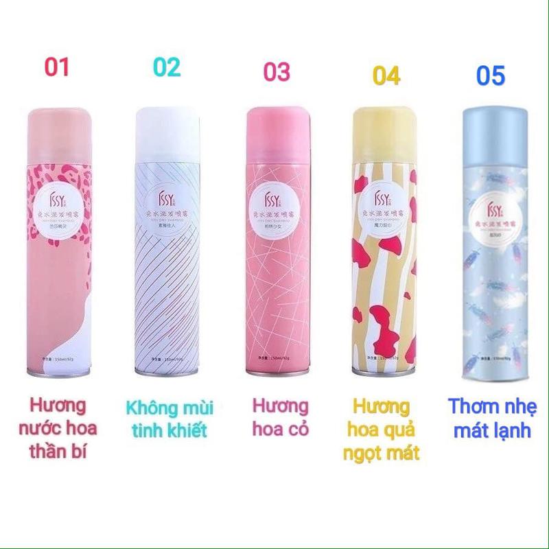Dầu gội khô ISSY 150ml dạng xịt dầu gội đầu khô nữ không bết dính phồng tóc nội địa trung