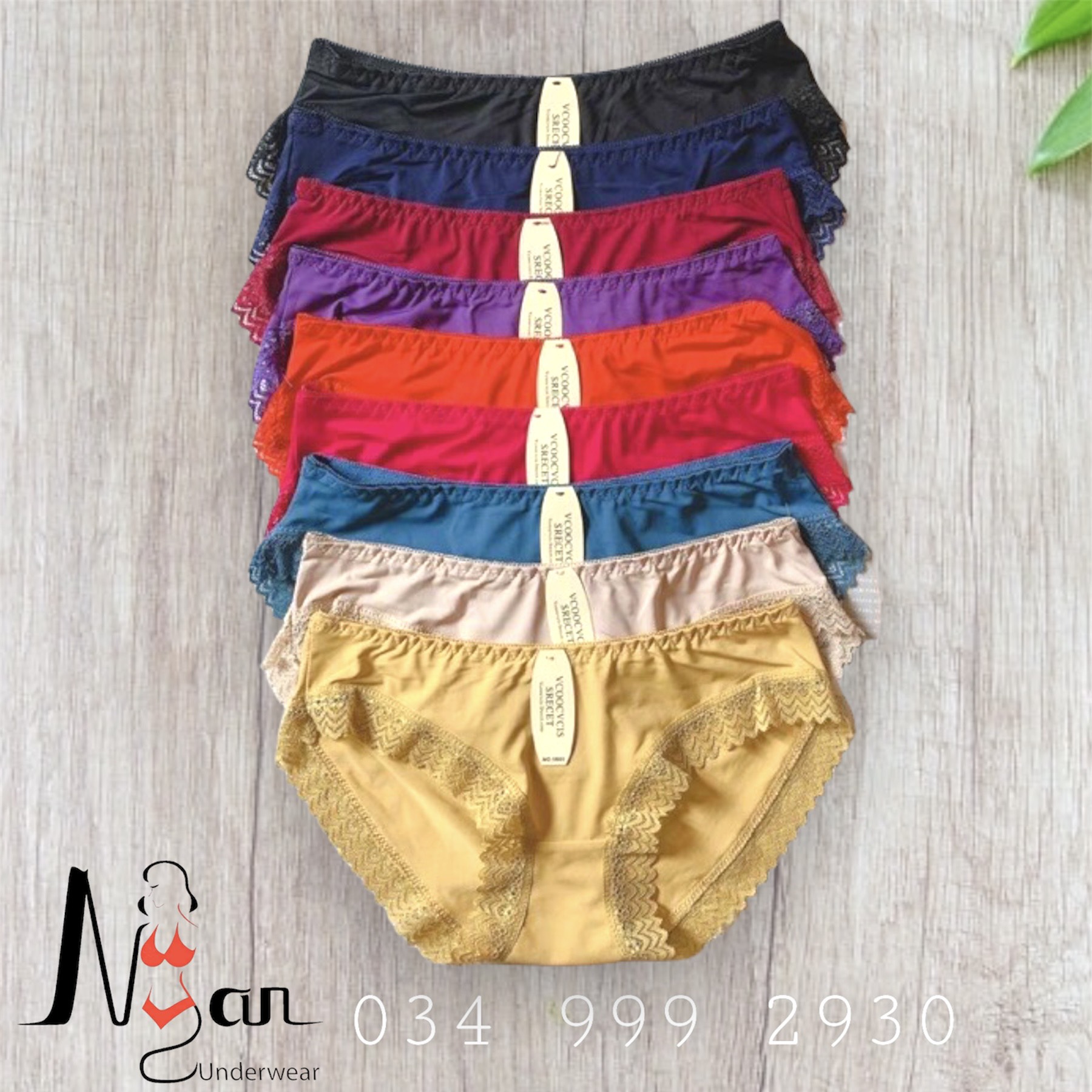 Quần lót ren trơn mịn, Quần chip Nữ viền ren Mã 5865
