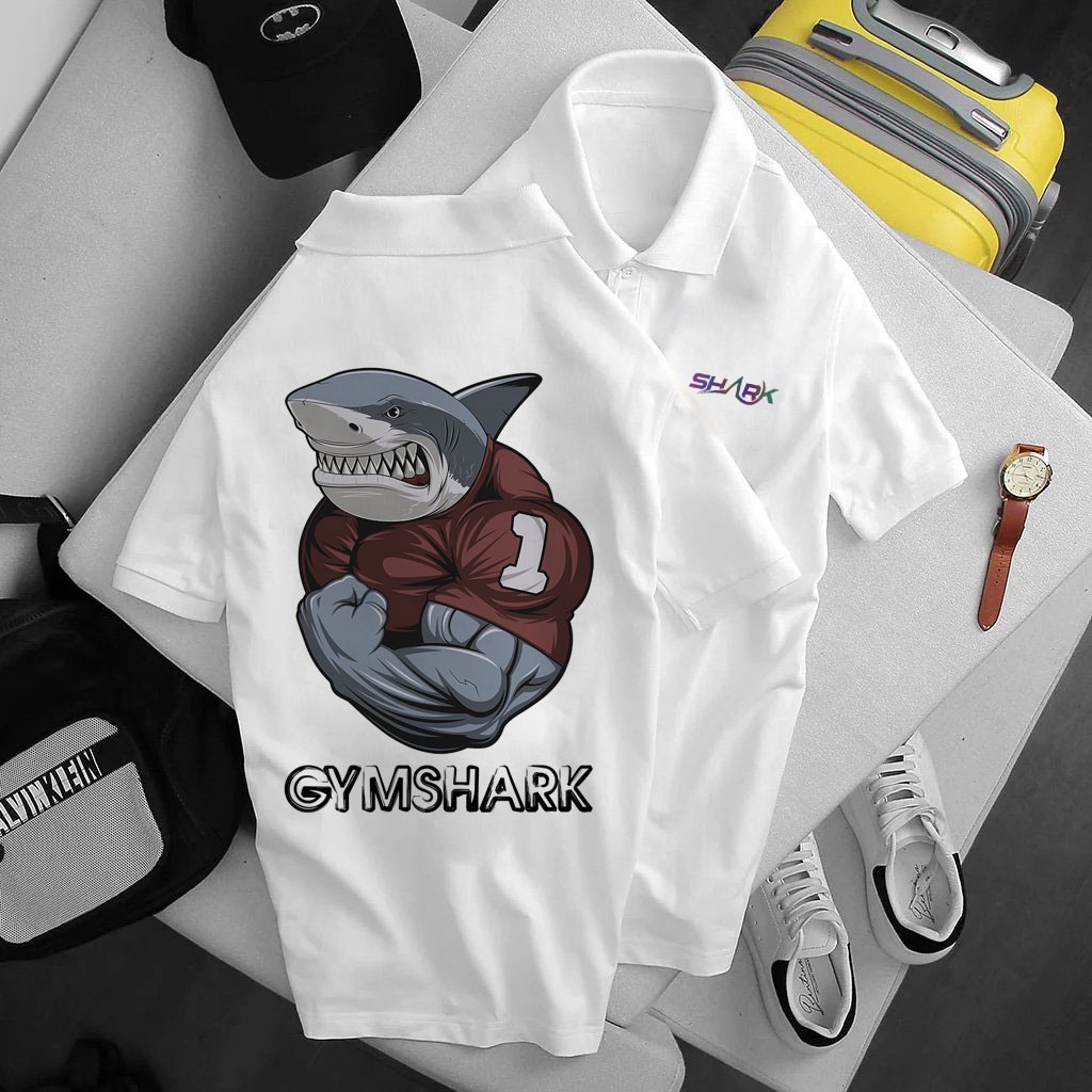 Áo polo nam Depdoi PT139 in hình cá mập SHARK cực ngầu, vải thun poly 4 chiều mịn mát.