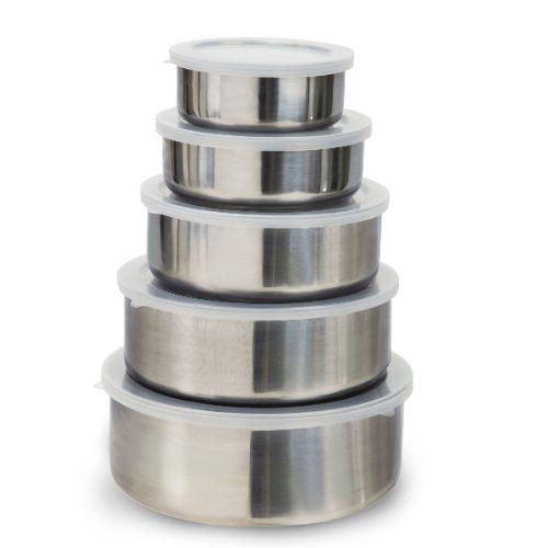 Hộp đựng thức ăn Bộ thố 5 cái inox đựng thức ăn có nắp đậy tiện dụng
