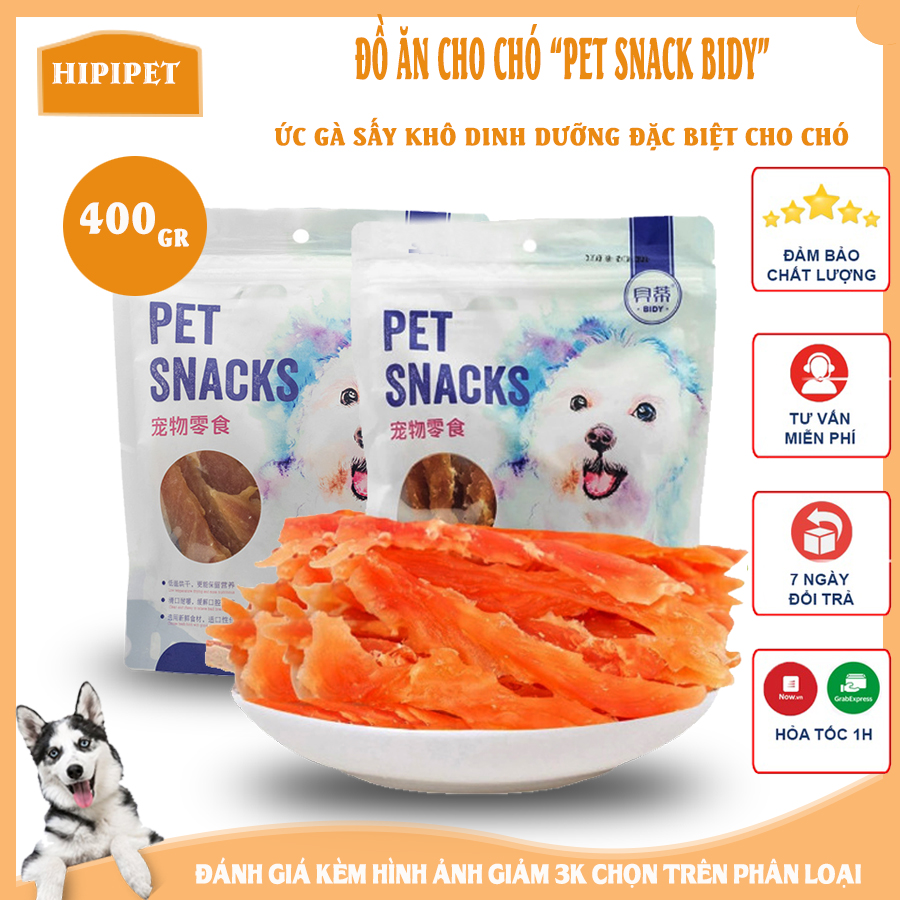 Thức ăn cho chó Bidy Pet Snack thịt ức gà khô tăng cường dinh dưỡng món quà cho pet yêu - 400g